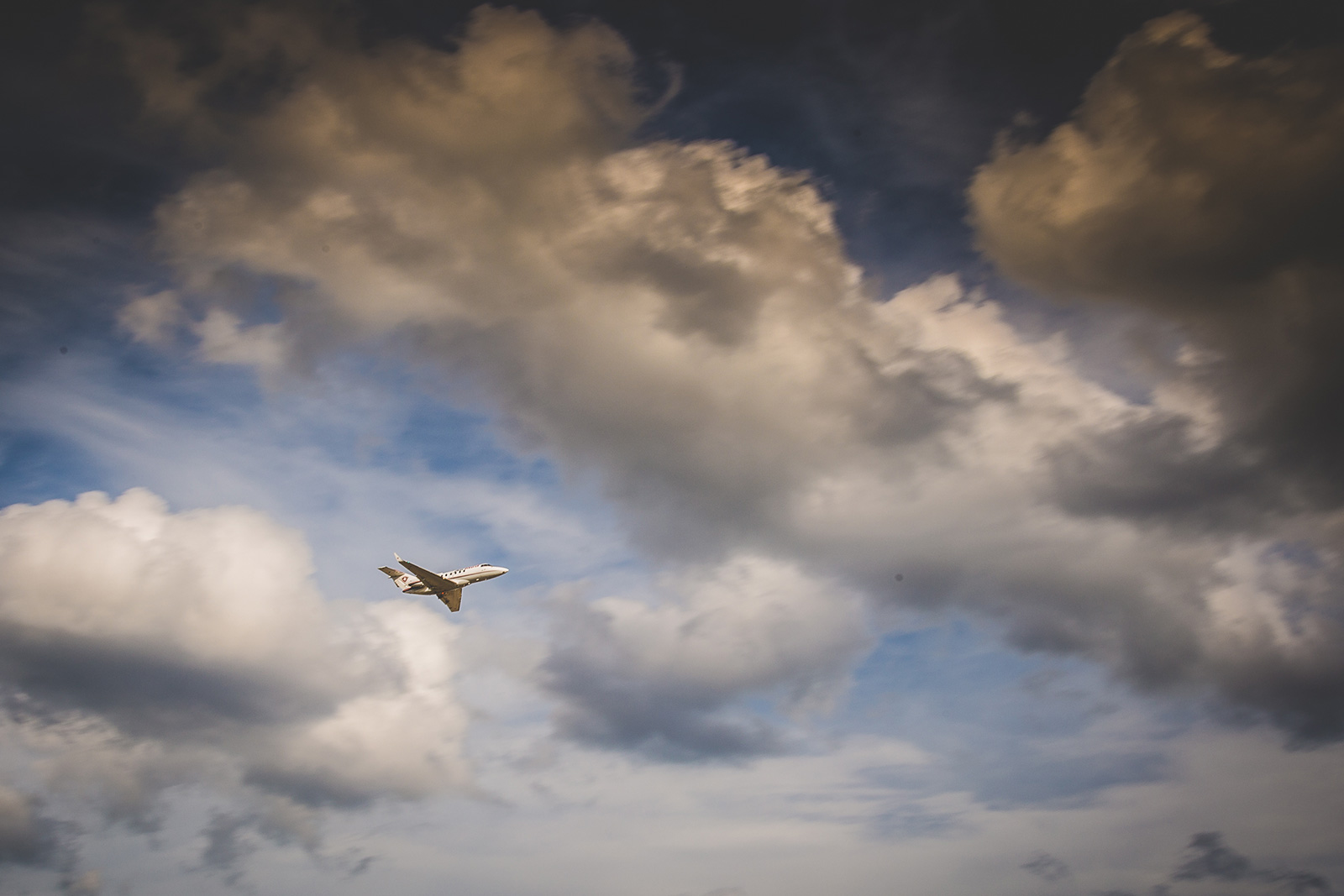 AirMed jet flying in the sky